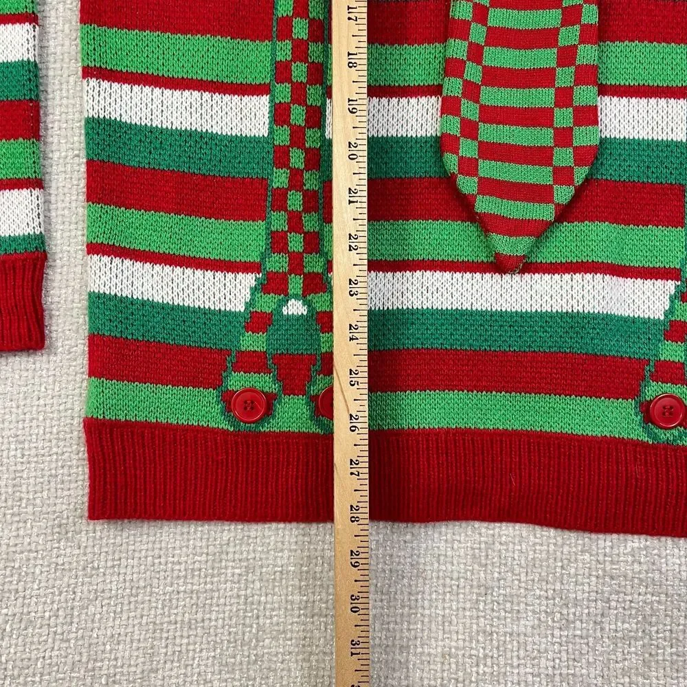 New Ugly Christmas Sweater Men's M Tie Suspenders Striped Unisex Holiday Party